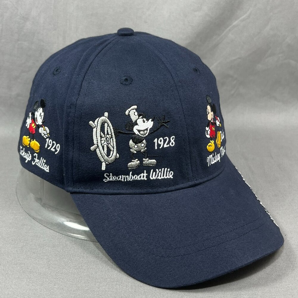 Walt Disney Mickey Mouse Through The years Strapback Hat Navy Adjustable Mens - Picture 6 of 15